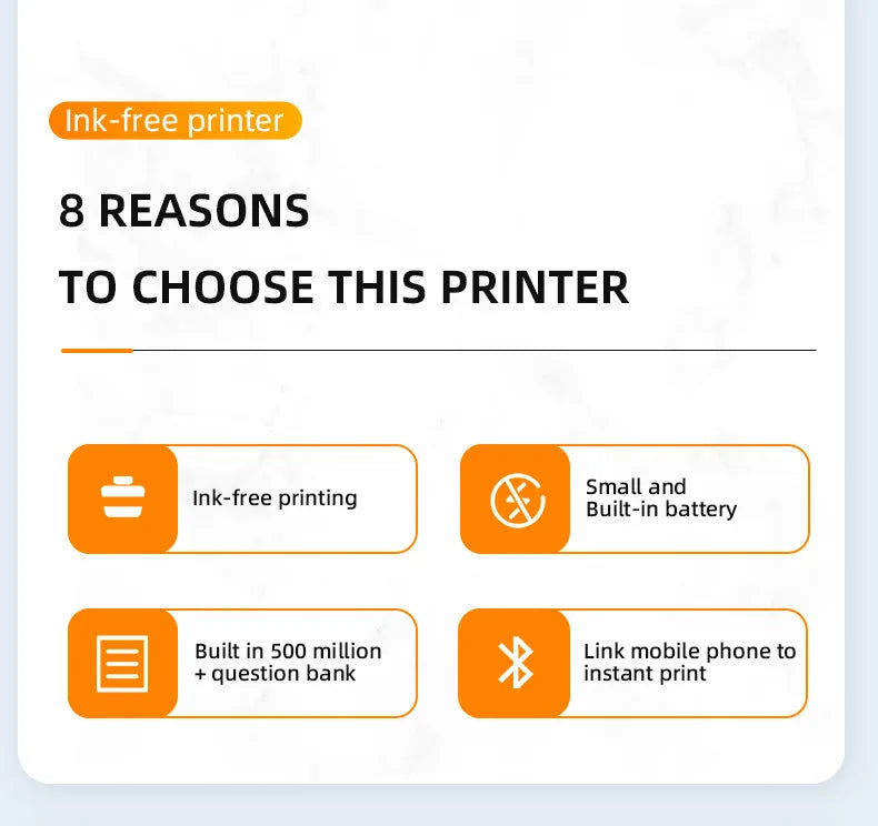 Wireless Thermal Printer for A4 Paper Pocket Photo Document Printer No Ink Printing Bluetooth Connection One Click Printing X8