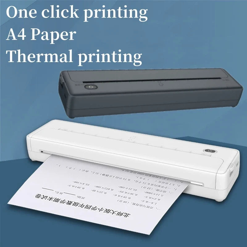 Wireless Thermal Printer for A4 Paper Pocket Photo Document Printer No Ink Printing Bluetooth Connection One Click Printing X8