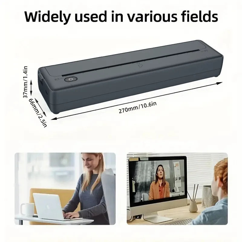 Wireless Thermal Printer for A4 Paper Pocket Photo Document Printer No Ink Printing Bluetooth Connection One Click Printing X8